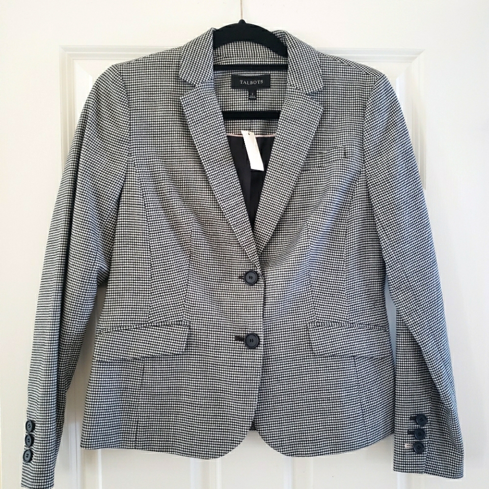 Nwt Talbots Womens Black And White Pattern Blazer